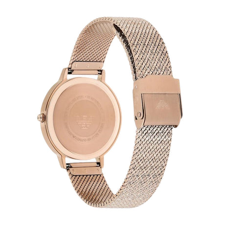 Emporio Armani Ladies Kappa Watch Rose Gold Plated Mesh AR11129