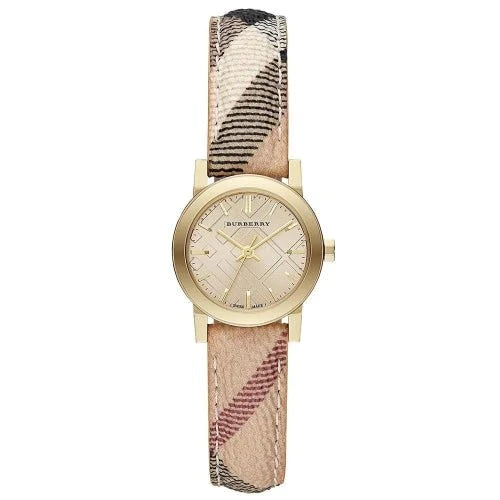 Burberry Ladies Watch The City Haymarket Check Yellow Gold BU9219