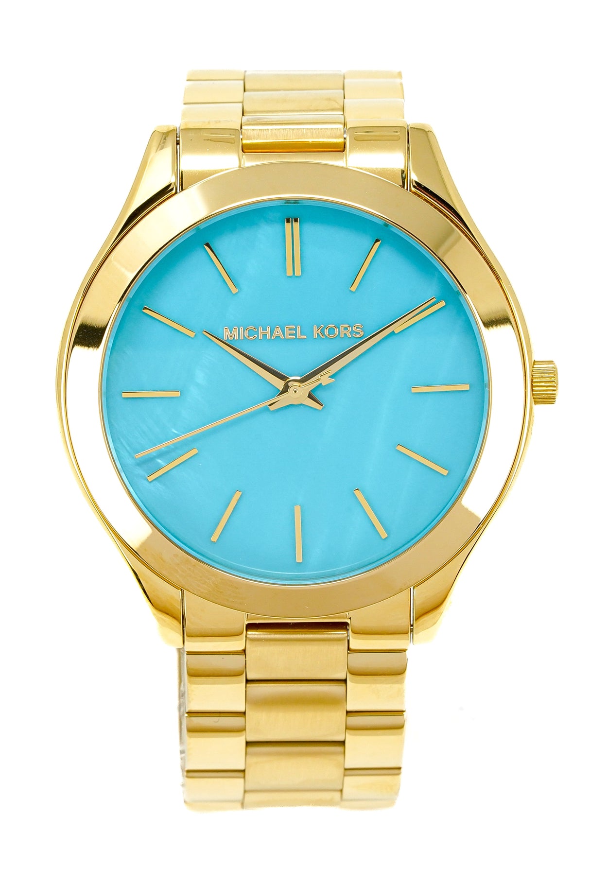 Michael Kors Ladies Watch Slim Runway Gold Ocean Blue MK3492