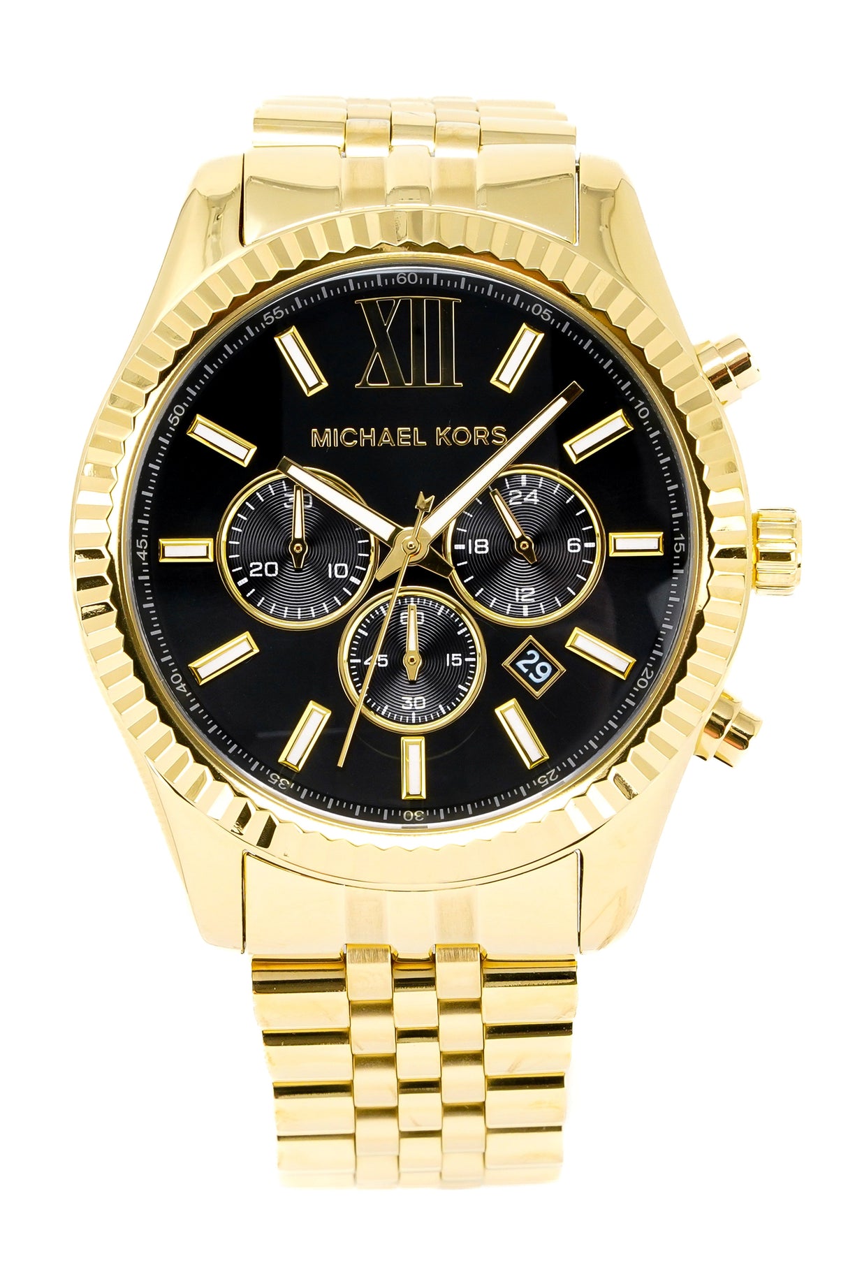 Michael Kors Mens Chronograph Watch Lexington Gold Black MK8286