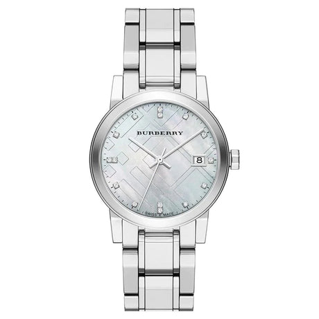 Burberry Ladies Watch Check Stamped Silver BU9125 - Watches & Crystals