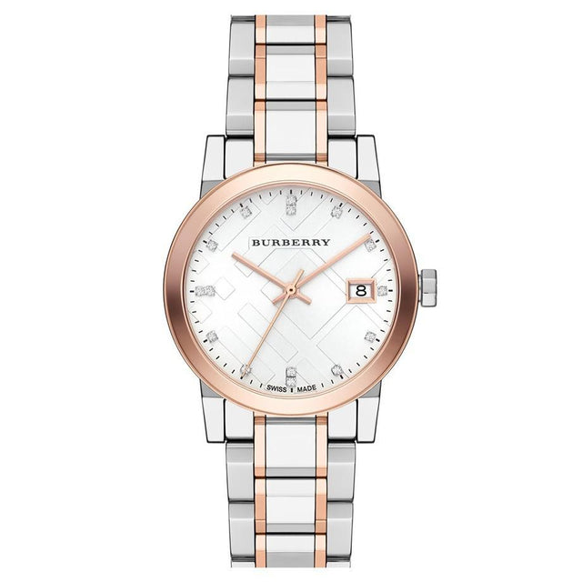 Burberry Ladies Watch Diamond Check Stamped Two Tone BU9127 - Watches & Crystals