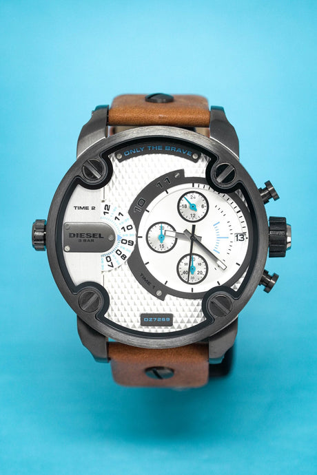 Diesel Men's Chronograph Watch Little Daddy White Brown - Watches & Crystals