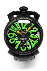 Gagà Milano Watch Manuale 48mm Carbon Fibre Green 5016.03 - Watches & Crystals