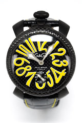 Gagà Milano Watch Manuale 48mm Carbon Fibre Yellow 5016.02 - Watches & Crystals