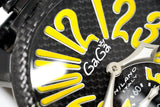 Gagà Milano Watch Manuale 48mm Carbon Fibre Yellow 5016.02 - Watches & Crystals