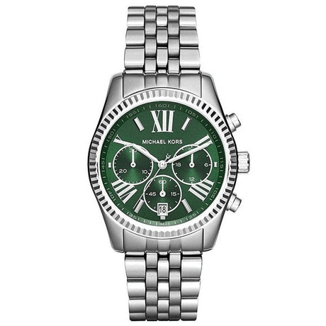 Michael Kors Ladies Chronograph Watch Lexington Silver Green MK6222 - Watches & Crystals