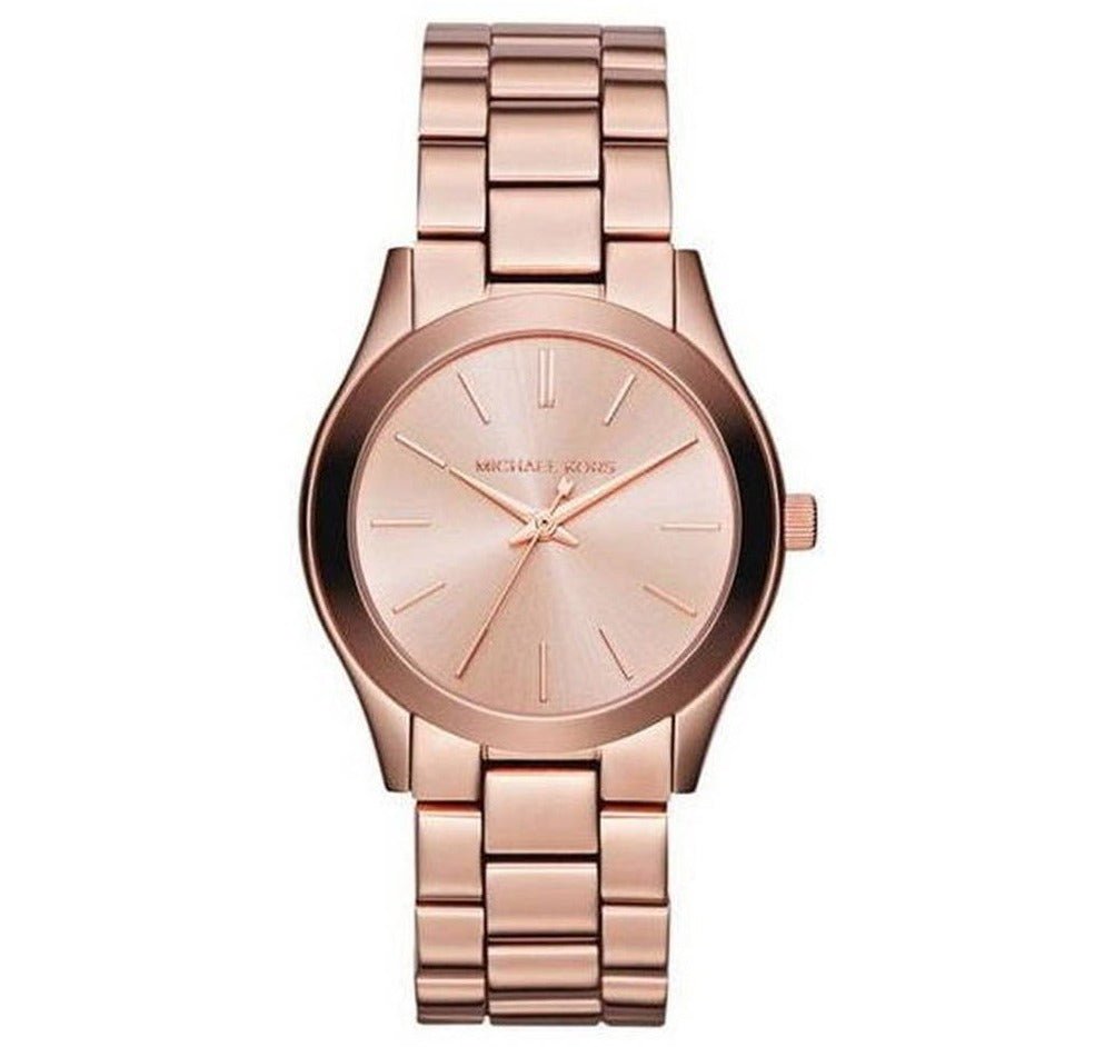 Michael Kors Ladies Watch Mini Slim Runway Rose Gold MK3205 - Watches & Crystals