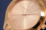 Michael Kors Ladies Watch Mini Slim Runway Rose Gold MK3205 - Watches & Crystals