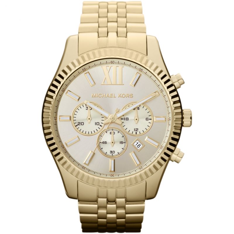 Michael Kors Mens Chronograph Watch Lexington Gold MK8281