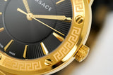 Versace Ladies Watch Greca Logo Gold Black Leather VEVH00320 - Watches & Crystals