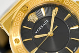 Versace Ladies Watch Greca Logo Gold Black Leather VEVH00320 - Watches & Crystals