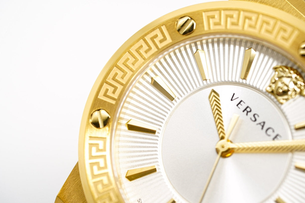 Versace Ladies Watch Greca Logo Gold Red Leather VEVH00420 - Watches & Crystals