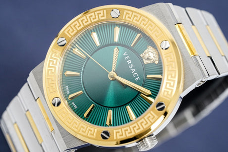 Versace Ladies Watch Greca Logo Two-Tone Green VEVH00720 - Watches & Crystals