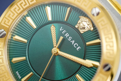 Versace Ladies Watch Greca Logo Two-Tone Green VEVH00720 - Watches & Crystals